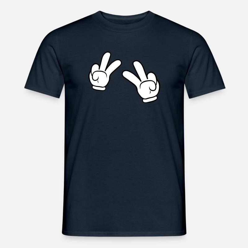 Comic Hands Peace Sign - T-shirt homme - marine