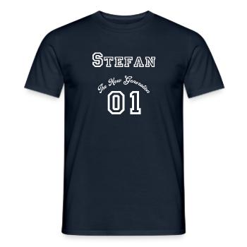 Vorname: Stefan - "The New Generation", Weiß - Männer T-Shirt - Navy - Vorne - AI Model Male 178 light (178cm)