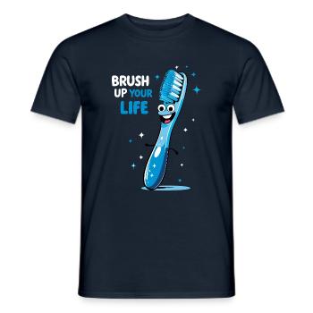 Funny Toothbrush - Brush Up Your Life - Men's T-Shirt - navy - Front - AI Model Male 178 light (178cm)