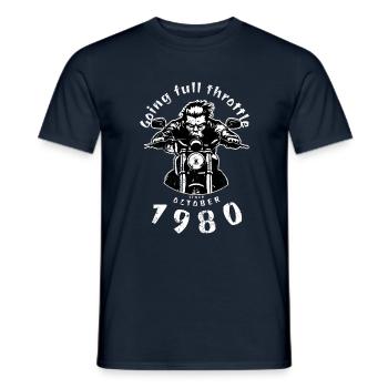 44. Geburtstag Going full throttle since 10/1980 - Männer T-Shirt - Navy - Vorne - AI Model Male 178 light (178cm)