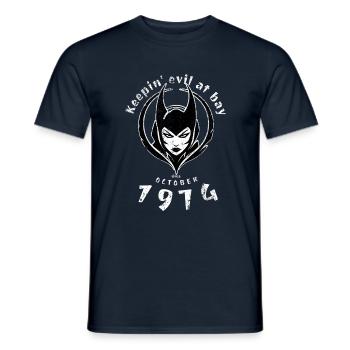 50. Geburtstag Keepin evil at bay since 10/1974 - Men's T-Shirt - navy - Front - AI Model Male 178 light (178cm)
