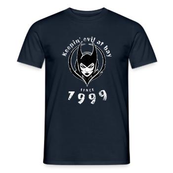 25. Anniversaire : Garder le mal à distance depuis 1999 - T-shirt homme - marine - Devant - AI Model Male 178 light (178cm)
