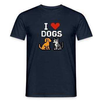 I ❤️ DOGS – Retro Pixel Art Design - Männer T-Shirt - Navy - Vorne - AI Model Male 178 light (178cm)
