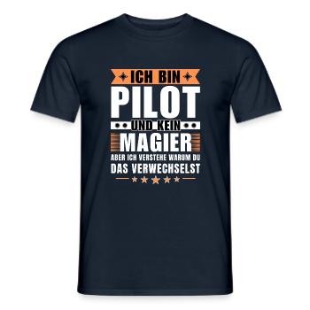Ich bin Pilot und kein Magier - Männer T-Shirt - Navy - Vorne - AI Model Male 178 light (178cm)