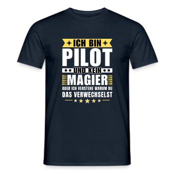 Ich bin Pilot und kein Magier - Männer T-Shirt - Navy - Vorne - AI Model Male 178 light (178cm)