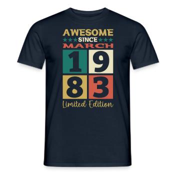 40th birthday man March born 1983 Awesome - Men's T-Shirt - navy - Front - AI Model Male 178 light (178cm)