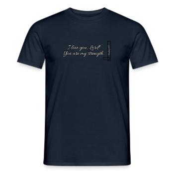 Verset biblique Psaume 18:1 - T-shirt homme - marine - Devant - AI Model Male 178 light (178cm)