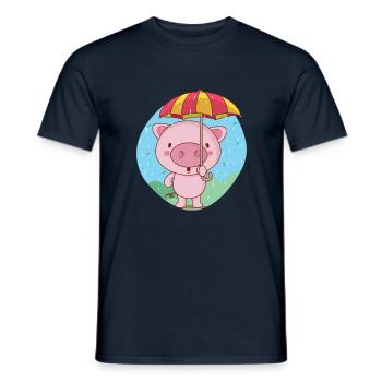 oink oink Rainy time - Men's T-Shirt - navy - Front - AI Model Male 178 light (178cm)