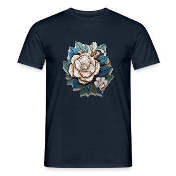 White flowers - Men's T-Shirt - navy - Front - AI Model Male 178 light (178cm)