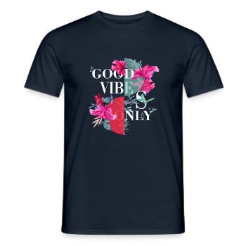 Vibes Only Sticker Zitat Vektor Vintage Kunststile - Männer T-Shirt - Navy - Vorne - AI Model Male 178 light (178cm)