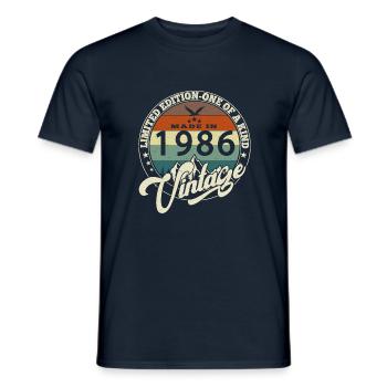 Vintage 1986 meilleur de 1986 - annif 39 ans - T-shirt homme - marine - Devant - AI Model Male 178 light (178cm)