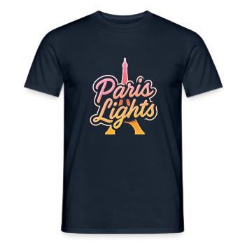 Paris Lights – Retro Neon Gradient - Men's T-Shirt - navy - Front - AI Model Male 178 light (178cm)