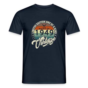 Vintage 1949 meilleur de 1949 - annif 76 ans - T-shirt homme - marine - Devant - AI Model Male 178 light (178cm)