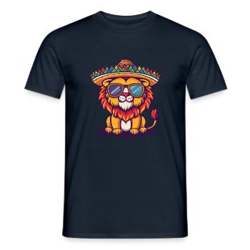 Løve Tegneserie Sjov Sombrero - Mænd T-shirt - marineblå - Foran - AI Model Male 178 light (178cm)