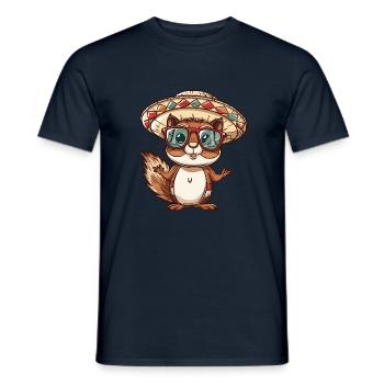 écureuil bande dessinée drôle sombrero - T-shirt homme - marine - Devant - AI Model Male 178 light (178cm)