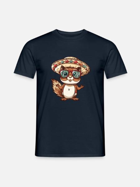 Squirrel Comic Funny Sombrero - Men's T-Shirt - navy