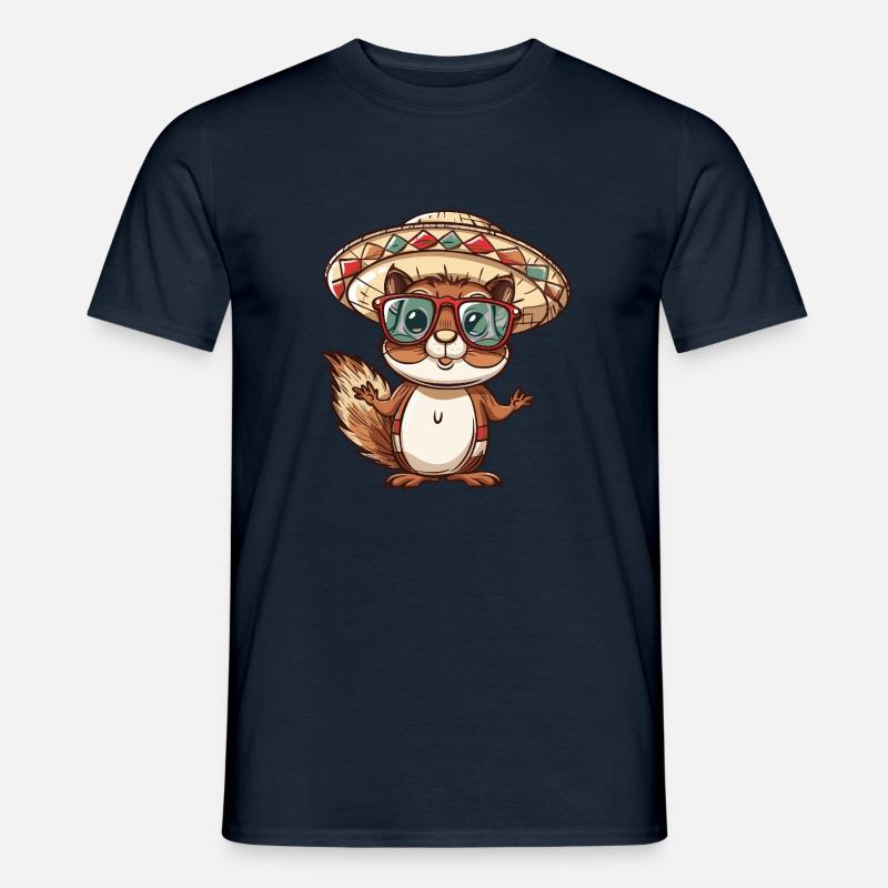 Squirrel Comic Funny Sombrero - Men's T-Shirt - navy