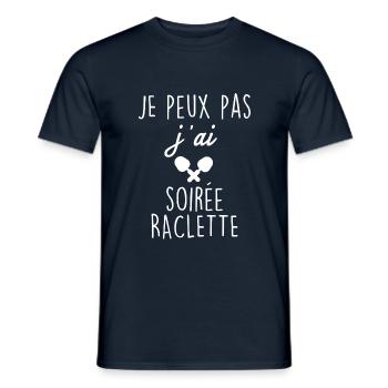 Je peux pas j ai soirée raclette blanc - T-shirt homme - marine - Devant - AI Model Male 178 light (178cm)