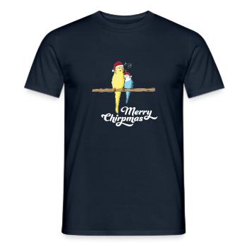 Budgie Christmas saying Santa Claus bird - Men's T-Shirt - navy - Front - AI Model Male 178 light (178cm)