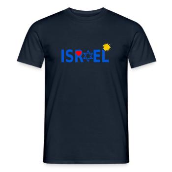 Israel with star of david heart sun - Men's T-Shirt - navy - Front - AI Model Male 178 light (178cm)