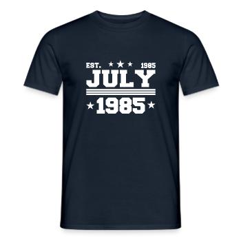 36e anniversaire cadeau juillet 1985 - T-shirt homme - marine - Devant - AI Model Male 178 light (178cm)