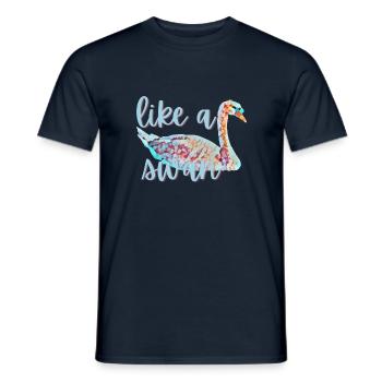Wie ein Schwan - wunderschön und frei - Männer T-Shirt - Navy - Vorne - AI Model Male 178 light (178cm)