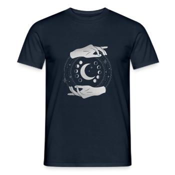 Moon phases with silver hands, spiritual magic - Men's T-Shirt - navy - Front - AI Model Male 178 light (178cm)
