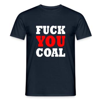 Fuck you coal - T-shirt homme - marine - Devant - AI Model Male 178 light (178cm)