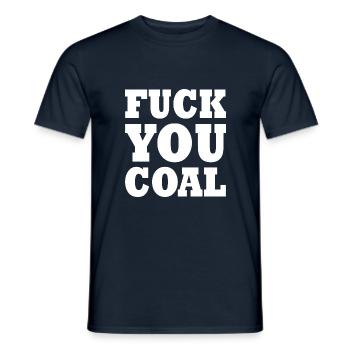 Fuck you coal - T-shirt homme - marine - Devant - AI Model Male 178 light (178cm)