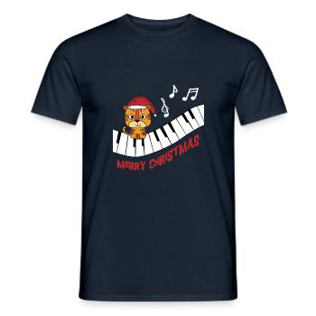 Piano Tiger Piano I Animals | Christmas - Men's T-Shirt - navy - Front - AI Model Male 178 light (178cm)