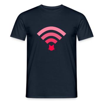 wifi cat pink - Men's T-Shirt - navy - Front - AI Model Male 178 light (178cm)