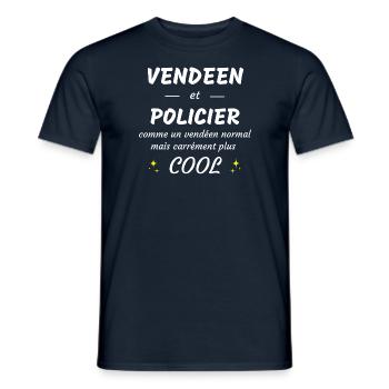 vendéen et policier vendéen plus cool - T-shirt homme - marine - Devant - AI Model Male 178 light (178cm)