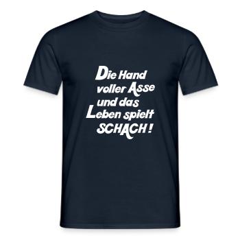 The hand full of aces and life plays chess - Men's T-Shirt - navy - Front - AI Model Male 178 light (178cm)