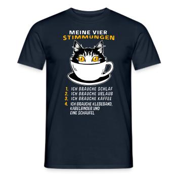 Lustige Katze Stimmung Kaffee Büro Geschenk Fun - Männer T-Shirt - Navy - Vorne - AI Model Male 178 light (178cm)