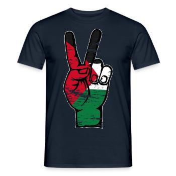 Drapeau de la Palestine Symbole de la Victoire de la Paix utilisé - T-shirt homme - marine - Devant - AI Model Male 178 light (178cm)