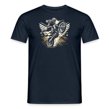 Retro Motocross Gift - Vintage Dirt Bike - Men's T-Shirt - navy - Front - AI Model Male 178 light (178cm)