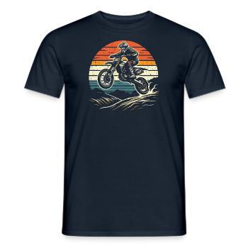 Retro Motocross Gift - Vintage Dirt Bike - Men's T-Shirt - navy - Front - AI Model Male 178 light (178cm)