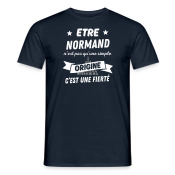 Etre normand pas simple origine une fierté - T-shirt homme - marine - Devant - AI Model Male 178 light (178cm)