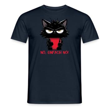 Katze Schlecht gelaunt Morgenmuffel Büro Kaffee - Männer T-Shirt - Navy - Vorne - AI Model Male 178 light (178cm)