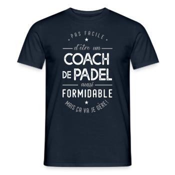 coach Padel formidable cadeau sport tennis - T-shirt homme - marine - Devant - AI Model Male 178 light (178cm)