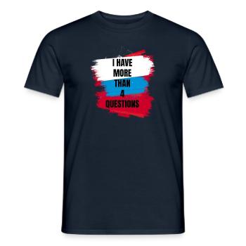 J’ai plus de 4 questions vintage texte simple - T-shirt homme - marine - Devant - AI Model Male 178 light (178cm)