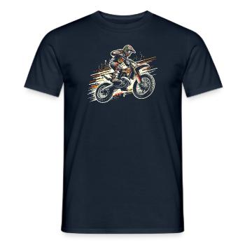 Retro Motocross Gift - Vintage Dirt Bike - Men's T-Shirt - navy - Front - AI Model Male 178 light (178cm)
