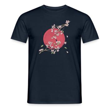 Japanische Kirschblüte Sakura - Männer T-Shirt - Navy - Vorne - AI Model Male 178 light (178cm)