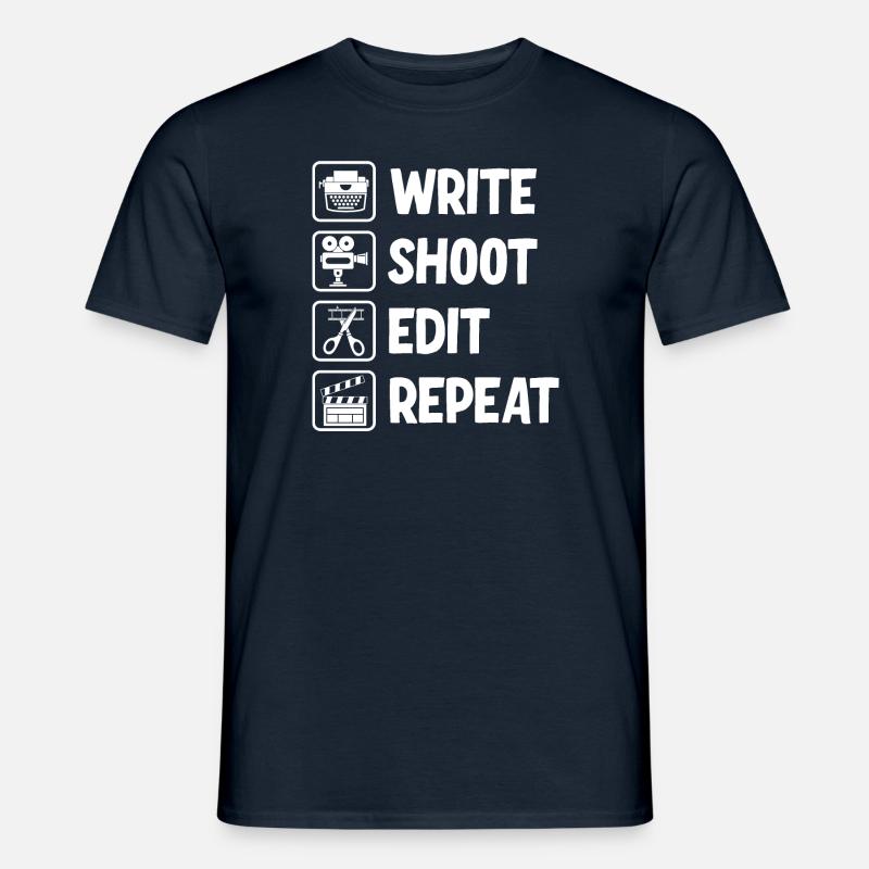 Write Shoot Edit Repeat Filmmaker - Männer T-Shirt - Navy