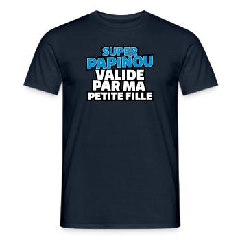 super papinou validé par ma petite fille - T-shirt homme - marine - Devant - AI Model Male 178 light (178cm)