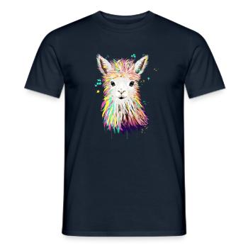 Lama Aquarelle - T-shirt homme - marine - Devant - AI Model Male 178 light (178cm)