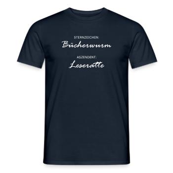 Sternzeichen Bücherwurm | Leseratte Lesen Geschenk - Männer T-Shirt - Navy - Vorne - AI Model Male 178 light (178cm)