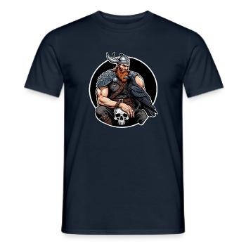 Viking avec crâne et corbeau - T-shirt homme - marine - Devant - AI Model Male 178 light (178cm)