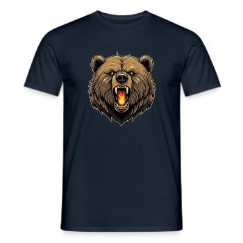 Angry Grizzly Bear Portrait - Men's T-Shirt - navy - Front - AI Model Male 178 light (178cm)