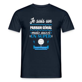 Parrain génial handballeur, handball, cadeau - T-shirt homme - marine - Devant - AI Model Male 178 light (178cm)